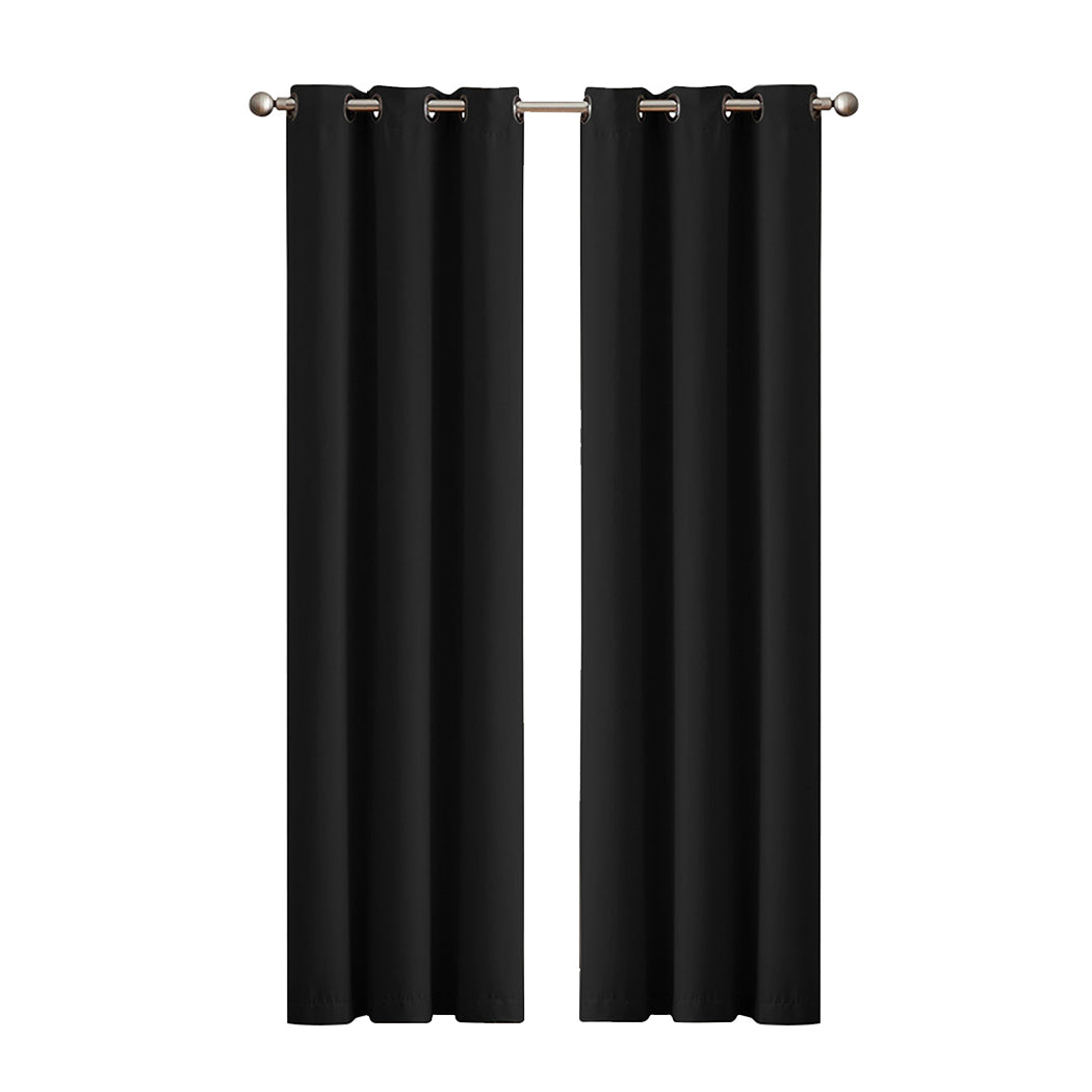 2x Blockout Curtains Panels 3 Layers-Black