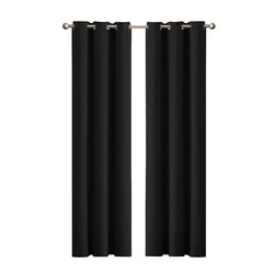 2x Blockout Curtains Panels 3 Layers-Black