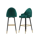 Velvet Swivel Bar Stools x 2 Green