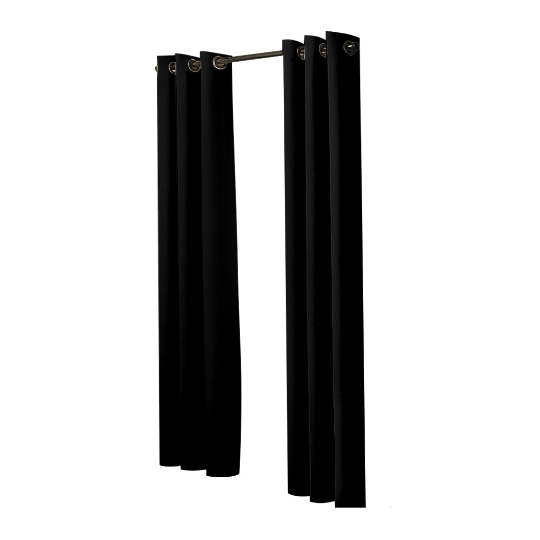2x Blockout Curtains Panels 3 Layers-Black