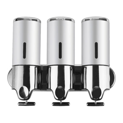 3 Bottles Bathroom Shower Soap Dispenser Silver