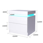 Bedside Tables RGB LED Side Table White