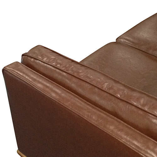 Brown Leather Armchair With Wooden Frame