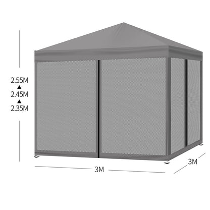 Grey Pop Up Gazebo 3x3m 3x3cm