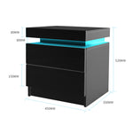 Bedside Tables Side Table 2 Drawers Black