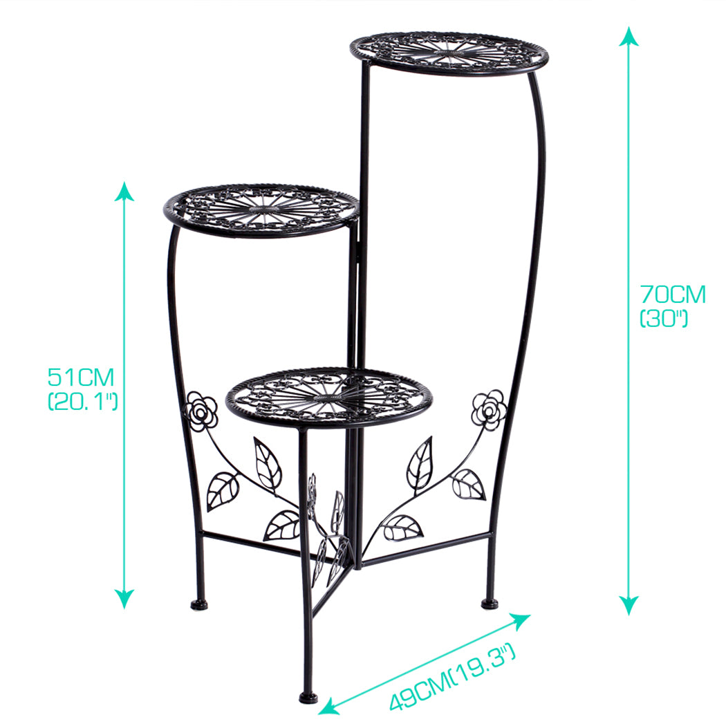 Plant Stand Outdoor Indoor Flower Pots Black