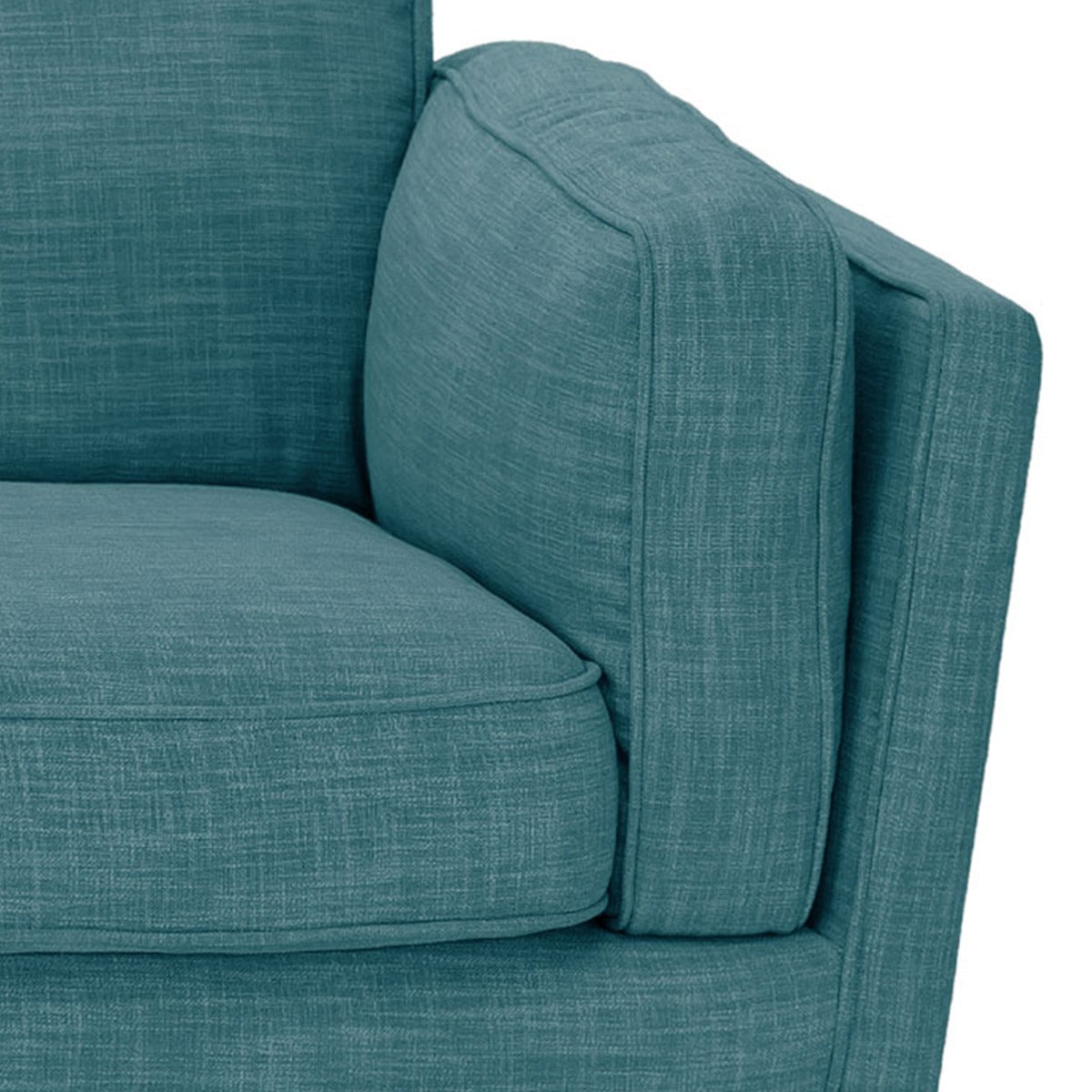 Teal Fabric 3-Seater Sofa With Wooden Frame