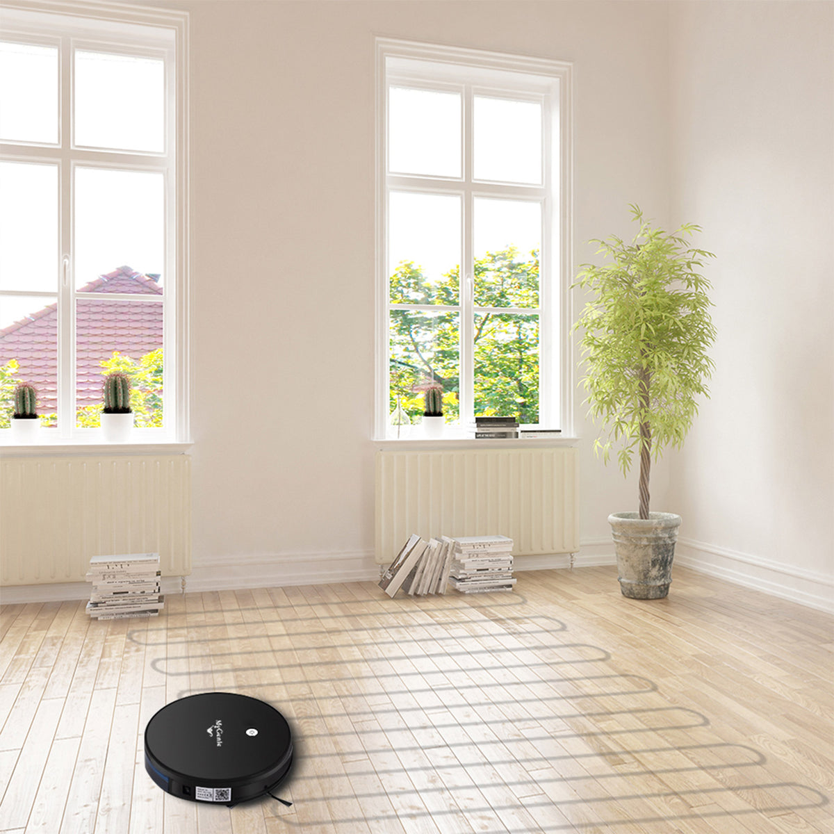 Genie Xsonic Robotic Vacuum Cleaner Smart Sensor Auto Suction Mop Black