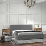 Gas Lift Storage Bed with Headboard Grey Double
