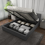 Luxury Gas Lift Bed Grey King - Upholstered Headboard Model 3