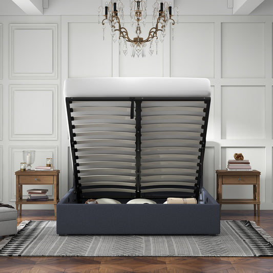 Gas Lift Bed Charcoal King Single 200x102x87.5cm