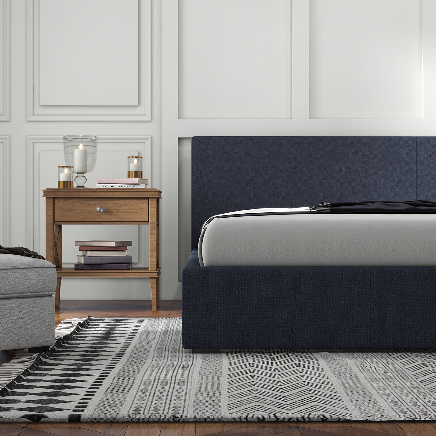 Gas Lift Bed Charcoal King Single 200x102x87.5cm