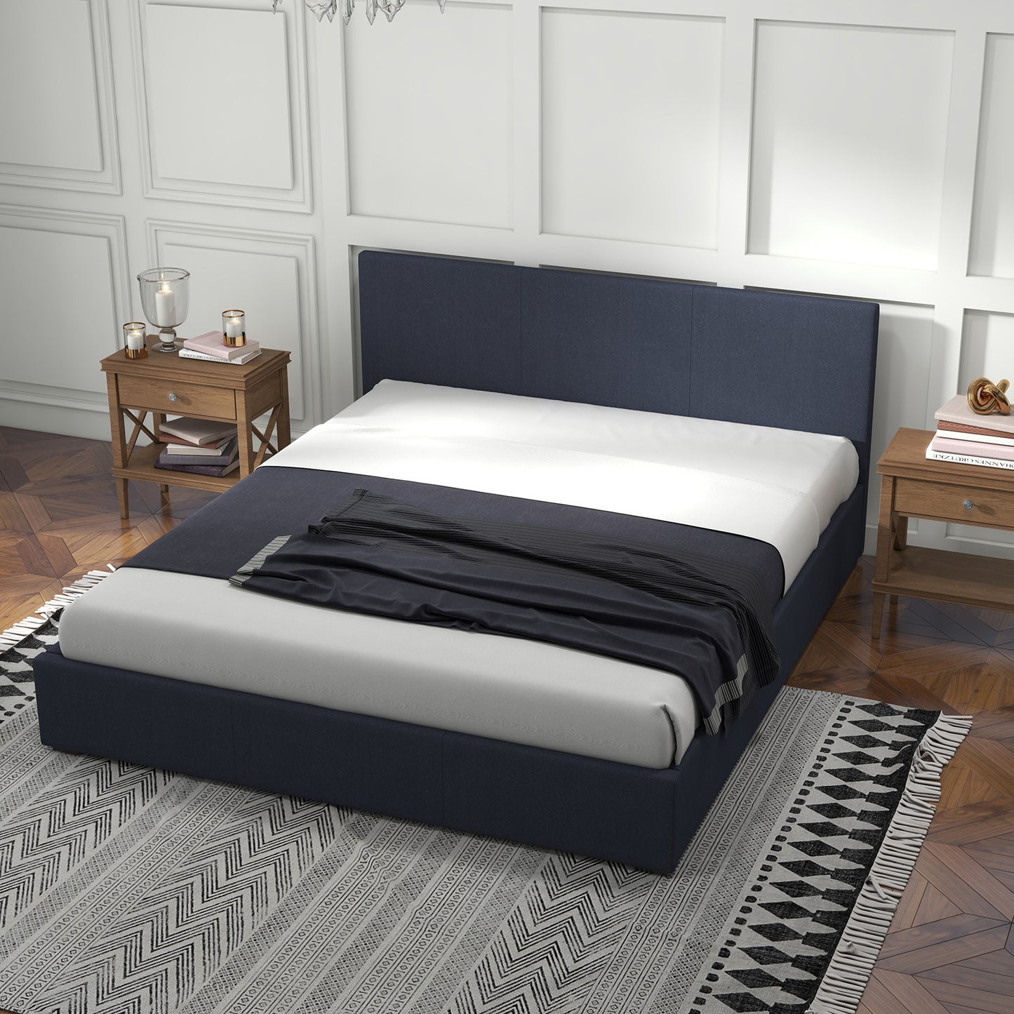 Gas Lift Bed Charcoal King Single 200x102x87.5cm