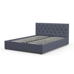 Luxury Gas Lift Storage Bed with Upholstered Headboard Charcoal King Single