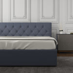 Luxury Gas Lift Storage Bed with Upholstered Headboard Charcoal King Single