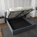 Luxury Gas Lift Storage Bed with Upholstered Headboard Charcoal King Single