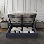Luxury Gas Lift Storage Bed with Upholstered Headboard Charcoal King Single