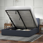 Luxury Gas Lift Storage Bed with Upholstered Headboard Charcoal Single
