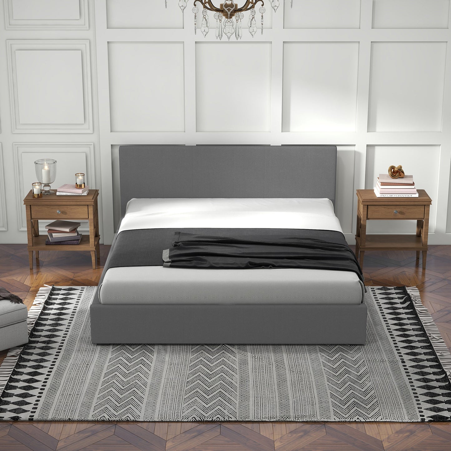 Sienna Luxury Upholstered Bed Frame with Headboard Grey Single