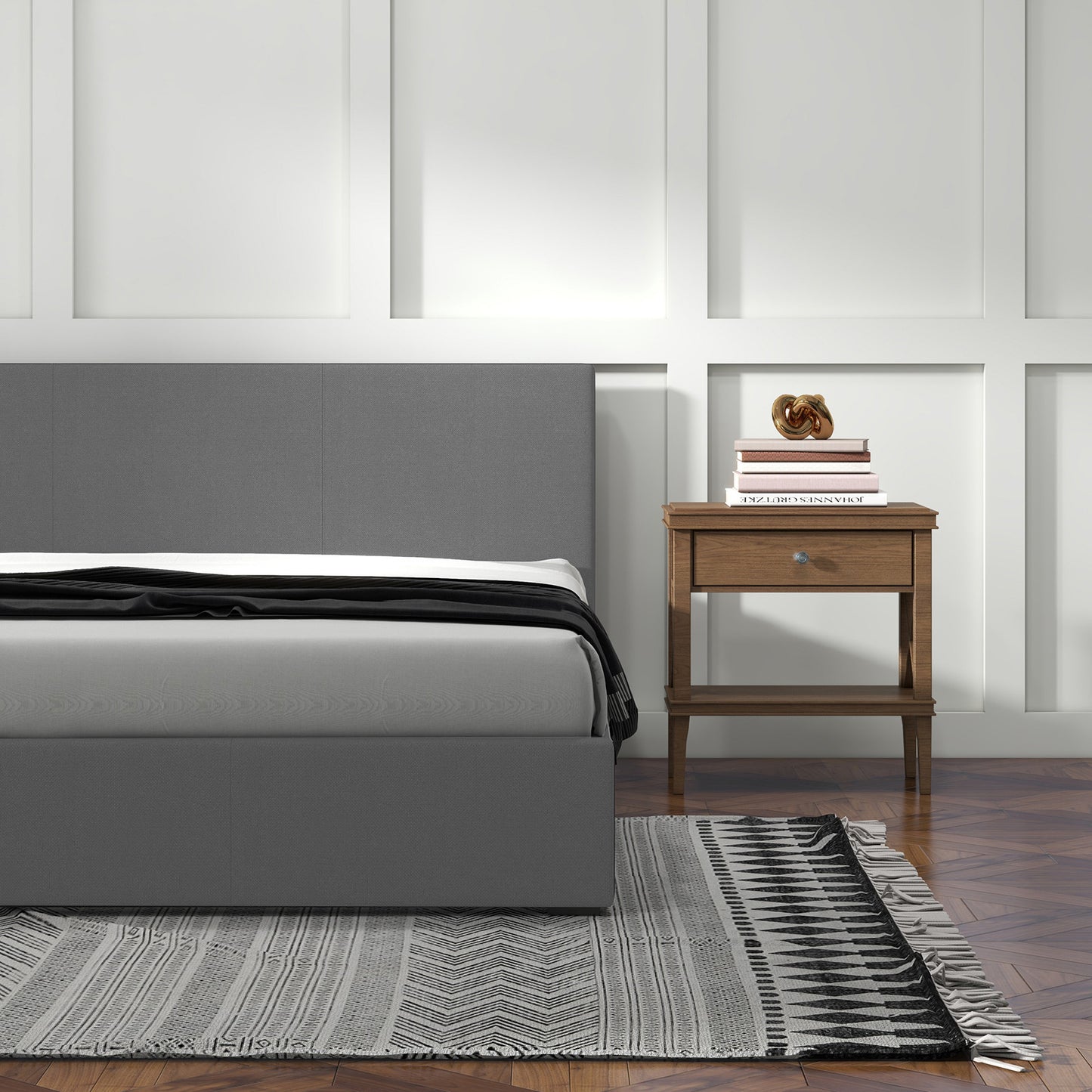 Sienna Luxury Upholstered Bed Frame with Headboard Grey Single