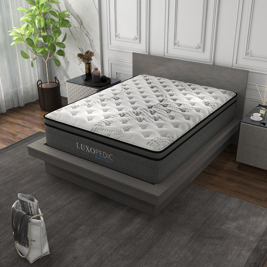 5 Zone Pocket Spring Mattress 32cm Euro Top Memory Foam Medium Firm Bed