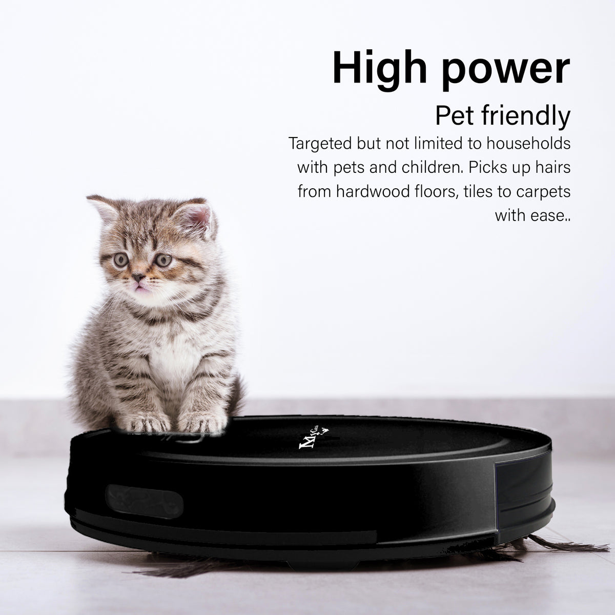 Genie Smart Robotic Vacuum Cleaner Auto Suction Mop App Control Black
