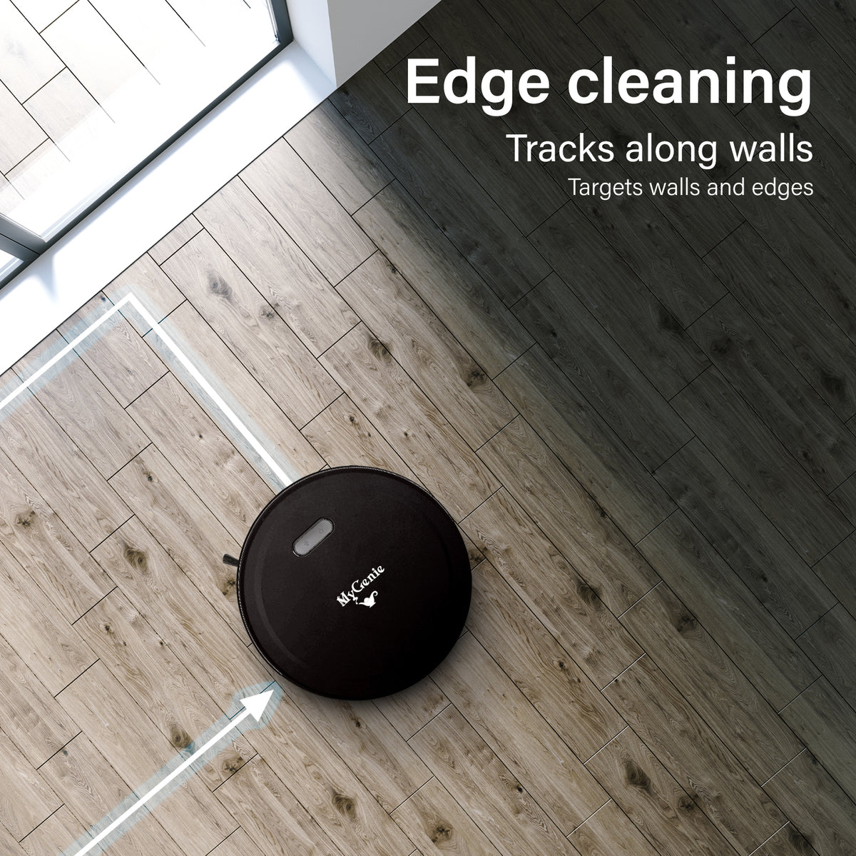 Genie Smart Robotic Vacuum Cleaner Auto Suction Mop App Control Black