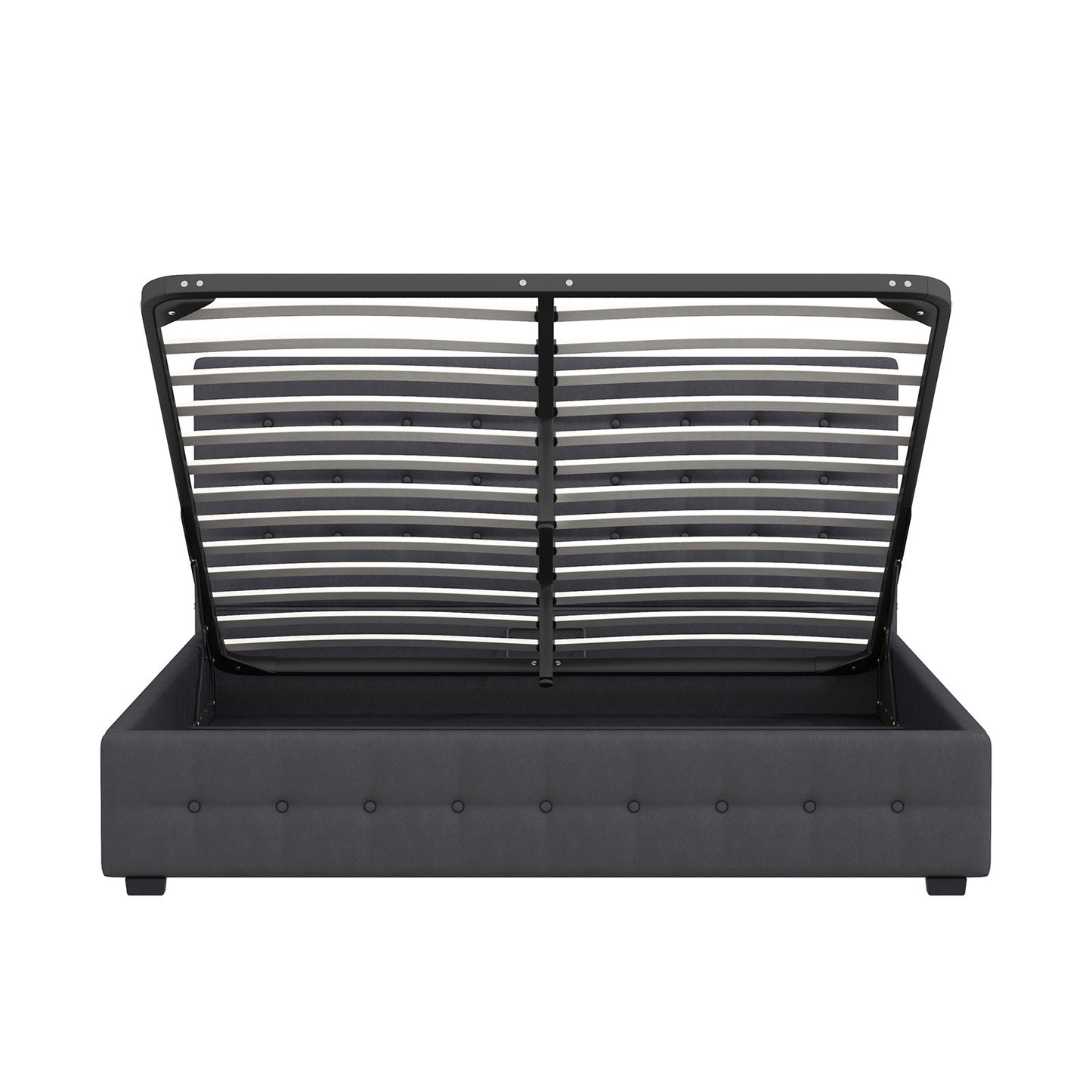 Decor Eden Gas Lift Storage Bed with Headboard Dark Grey Upholstered Single