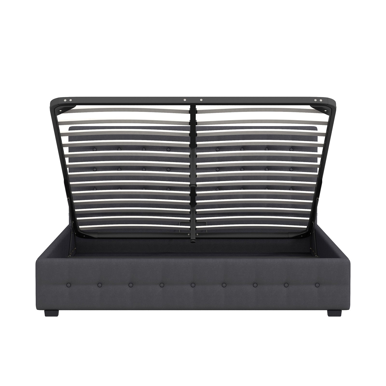 Decor Eden Gas Lift Storage Bed with Headboard Dark Grey Upholstered Single