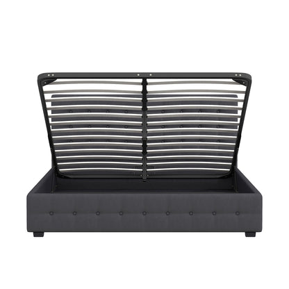 Decor Eden Gas Lift Storage Bed with Headboard Dark Grey Upholstered Single