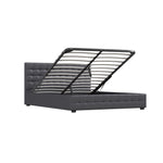 Decor Eden Gas Lift Storage Bed with Upholstered Headboard Dark Grey King Single