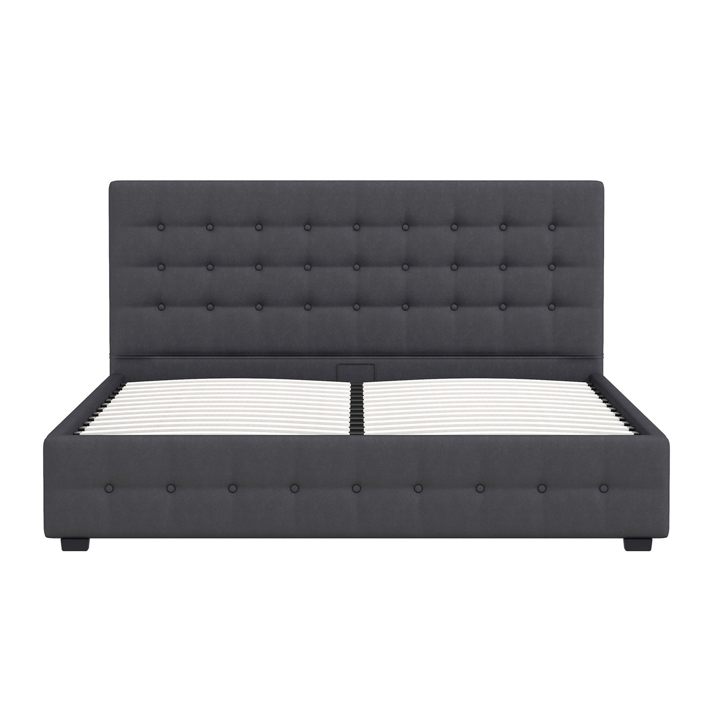 Decor Eden Gas Lift Storage Bed with Upholstered Headboard Dark Grey King Single