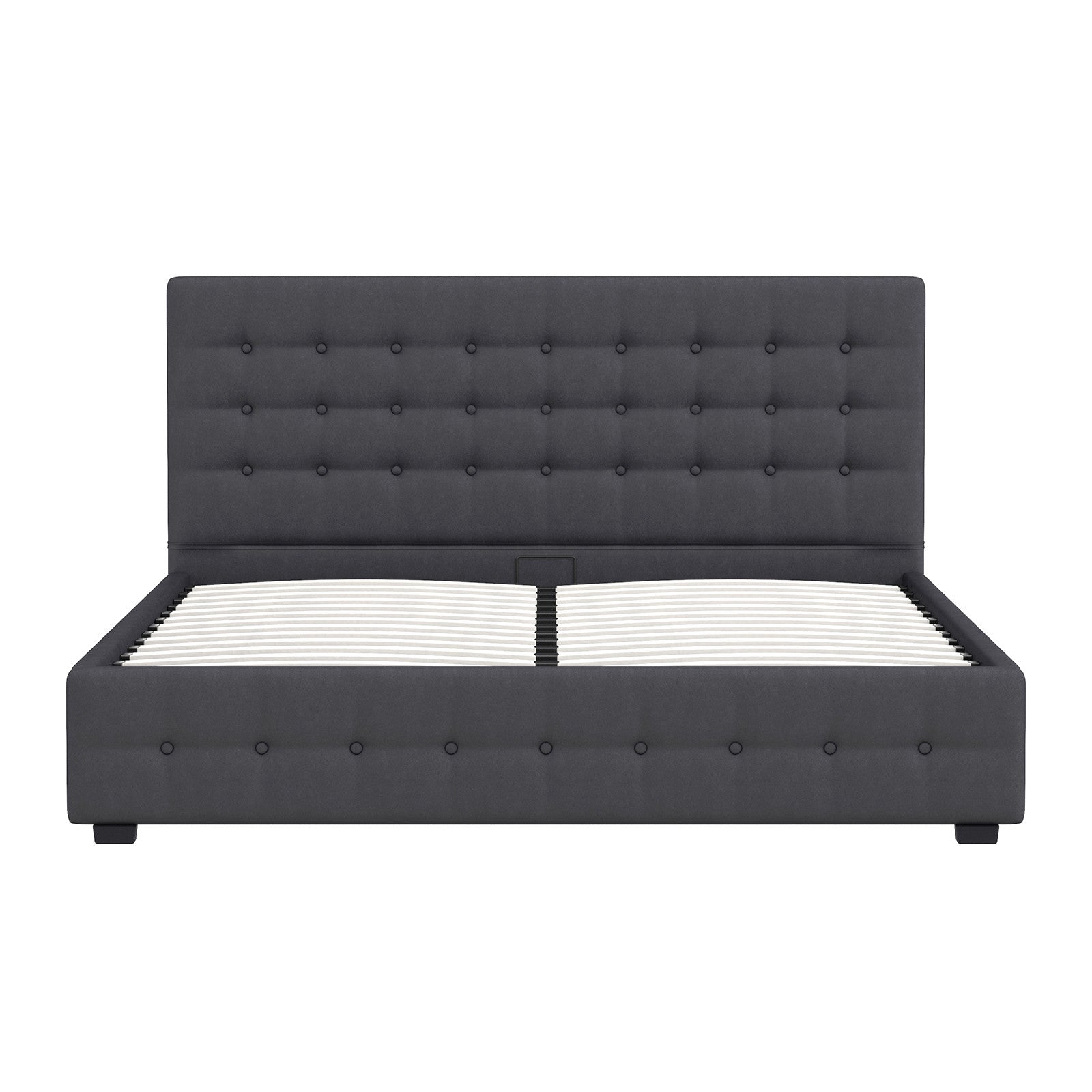 Decor Eden Gas Lift Storage Bed with Upholstered Headboard Dark Grey King Single