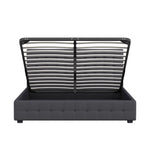 Decor Eden Gas Lift Storage Bed with Upholstered Headboard Dark Grey King Single