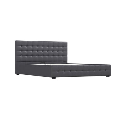 Decor Eden Gas Lift Storage Bed with Headboard Upholstered Dark Grey Double