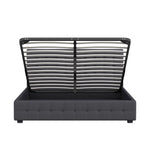 Eden Gas Lift Bed Dark Grey King - Upholstered Storage Headboard Frame