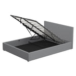 Luxury Gas Lift Storage Bed with Headboard Upholstered Grey King Single