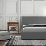 Luxury Gas Lift Storage Bed with Headboard Upholstered Grey King Single