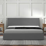 Luxury Gas Lift Storage Bed with Headboard Upholstered Grey King Single