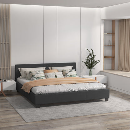 Sienna Luxury Upholstered Bed Frame with Headboard Charcoal Single