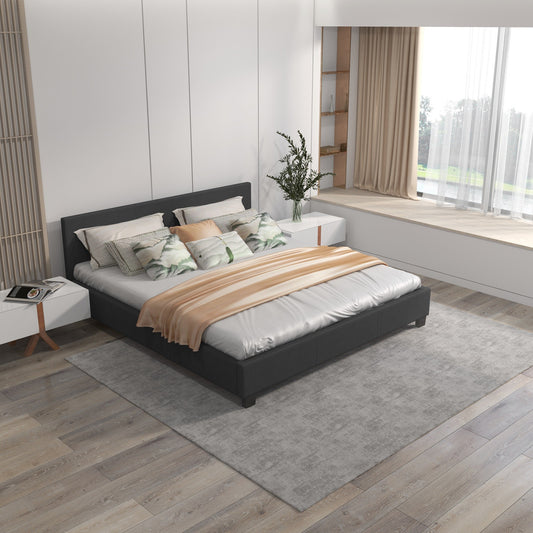 Sienna Luxury Upholstered Bed Frame with Headboard Charcoal Single