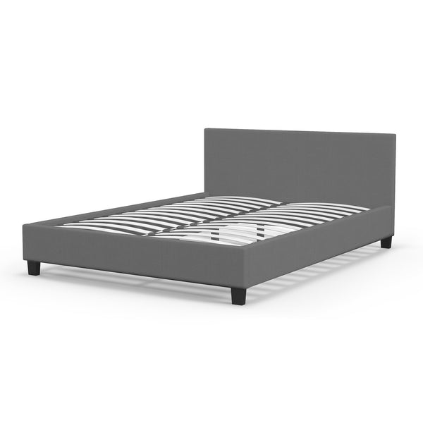  Sienna Luxury Upholstered Bed Frame with Headboard Grey-King Single