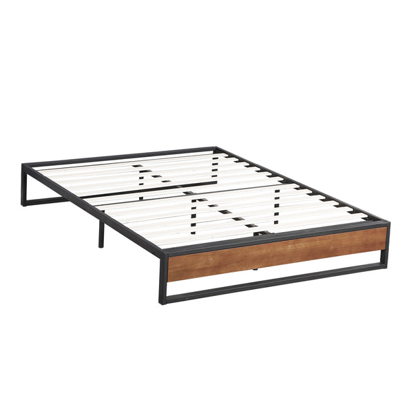  Sorrento Metal and Wood Bed Frame Base Single Size Platform Bedroom