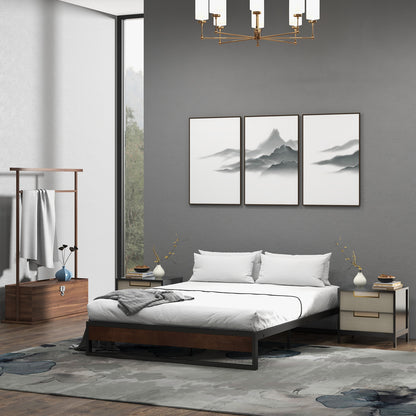 Sorrento Metal and Wood Bed Frame Base Single Size Platform Bedroom