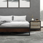 Sorrento Metal and Wood Bed Frame Base Single Size Platform Bedroom