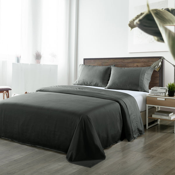  Comfort Blended Bamboo Sheet Set Charcoal King Size Bedding Set