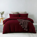 Comfort Vintage Washed 100% Cotton Quilt Cover Set Single Mulled Wine