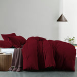 Comfort Vintage Washed 100% Cotton Quilt Cover Set Single Mulled Wine