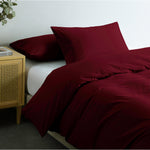 Comfort Vintage Washed 100% Cotton Quilt Cover Set Single Mulled Wine