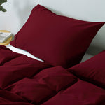 Comfort Vintage Washed 100% Cotton Quilt Cover Set Single Mulled Wine